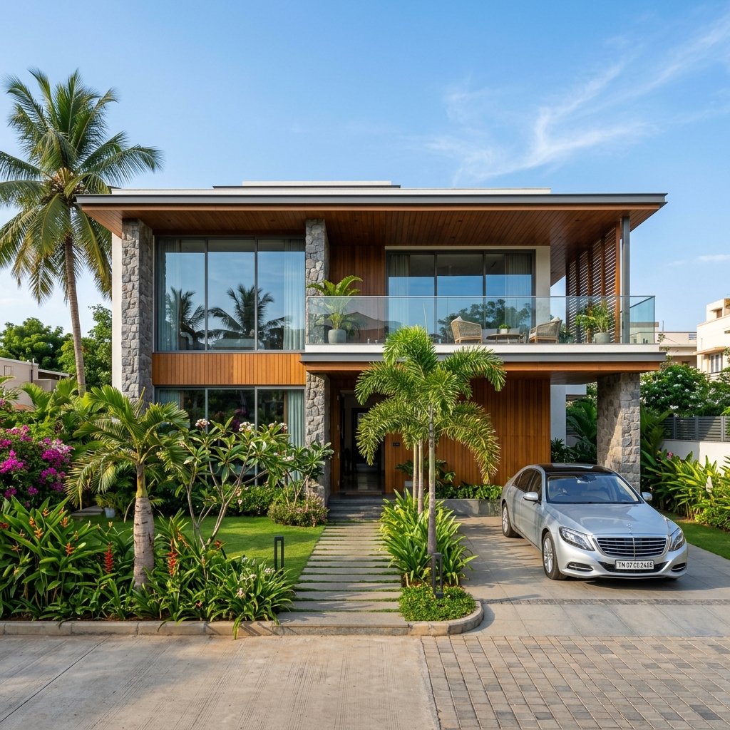 Standard contemporary house front elevation